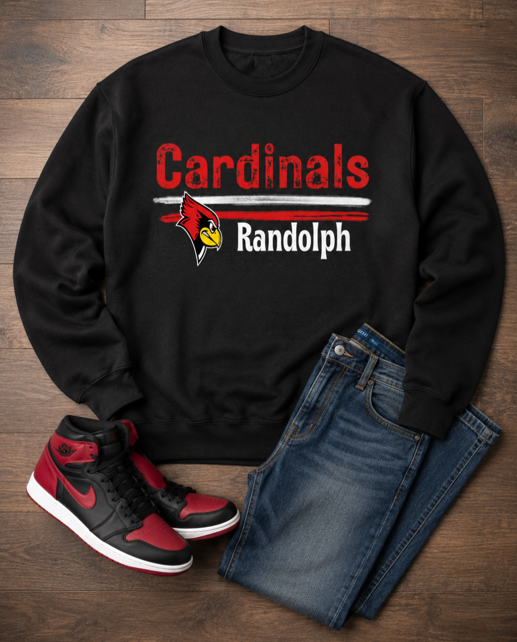 Cardinal with lines long sleeve