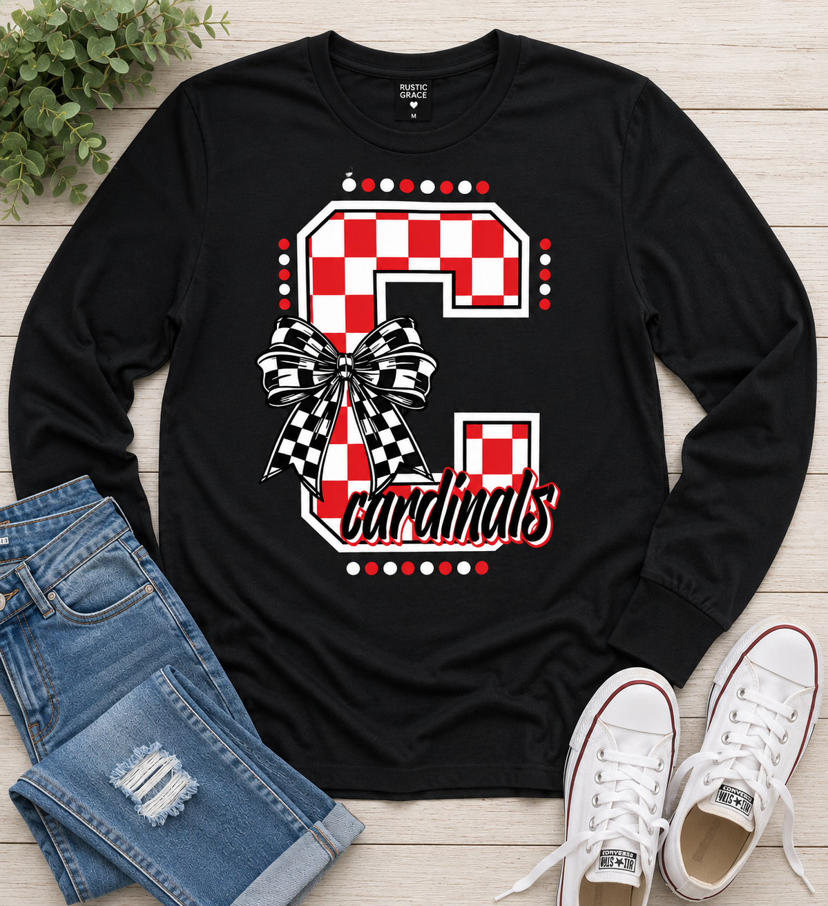 C with bow crewneck