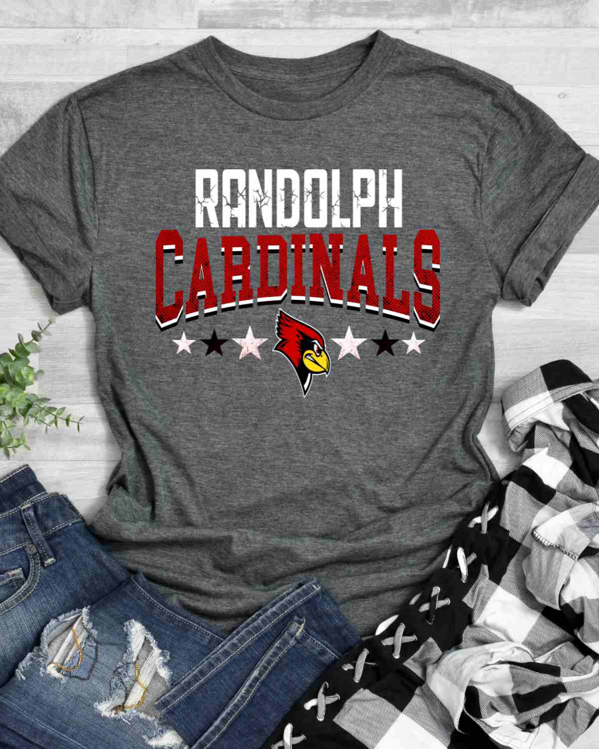 Randolph Cardinals with stars tshirt