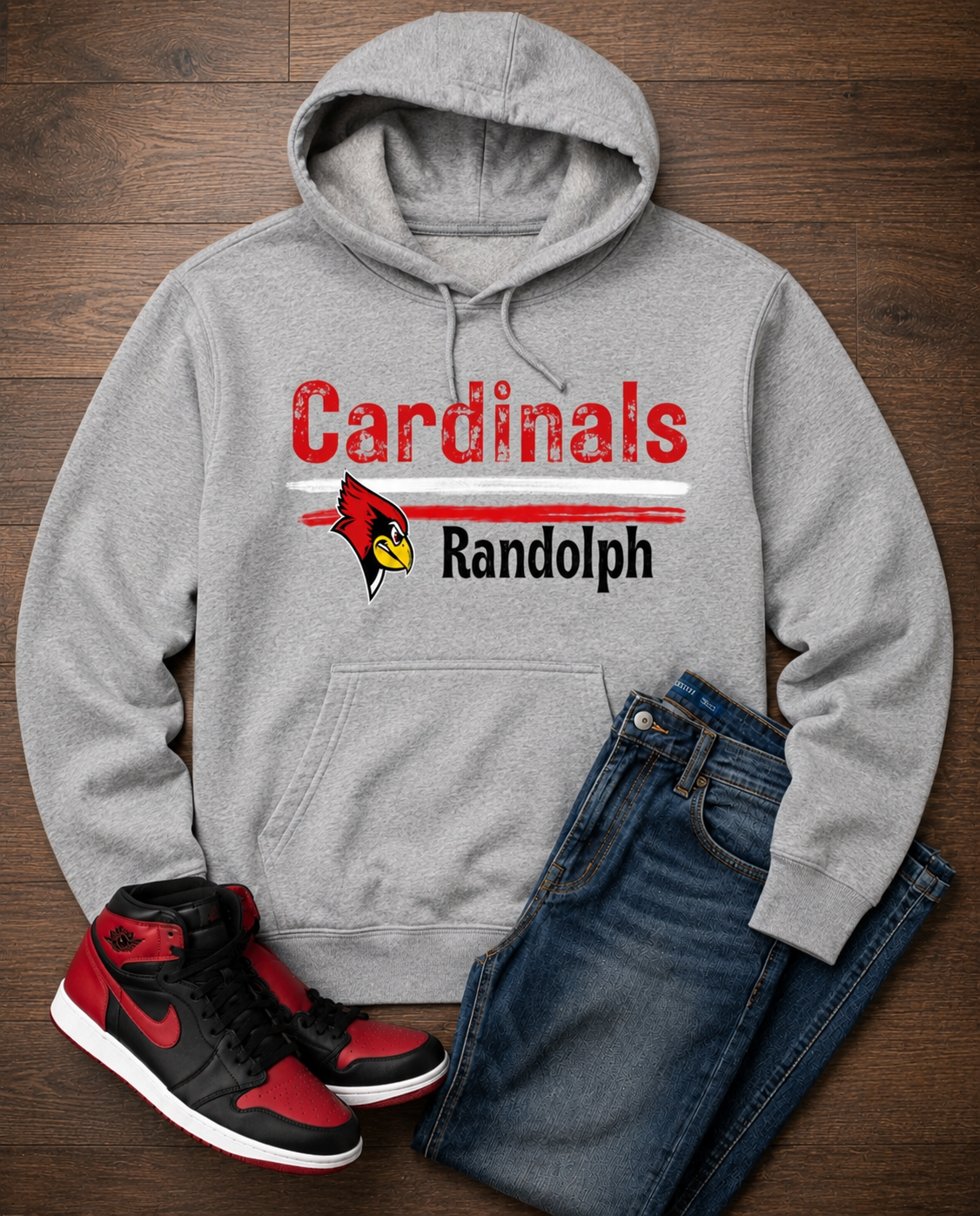 Randolph Cardinals with lines hoodie