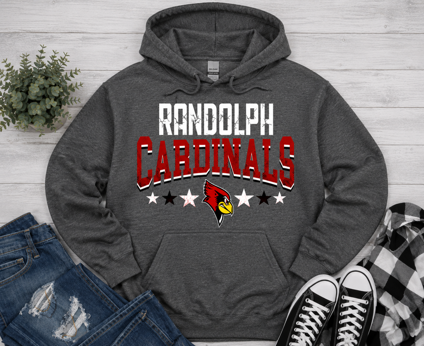 Randolph Cardinals with stars hoodie