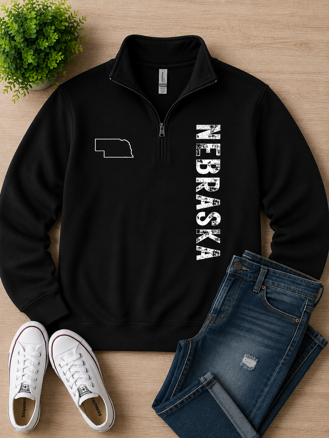 Nebraska down the side Quarter zip