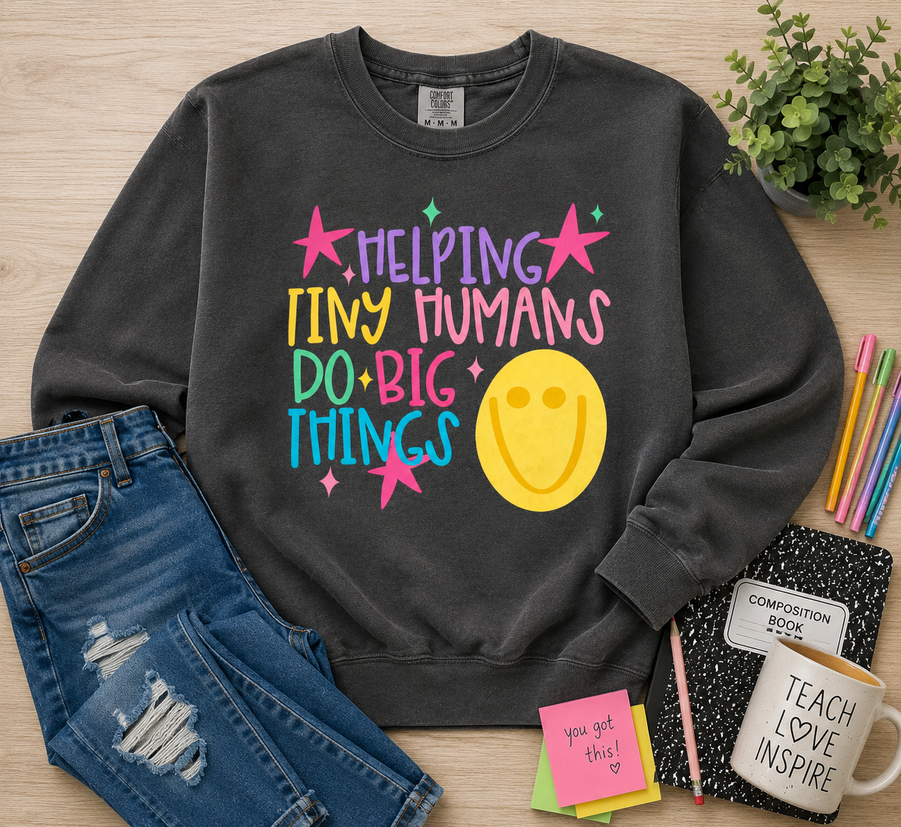 Helping tiny humans do big things crewneck (comfort colors)