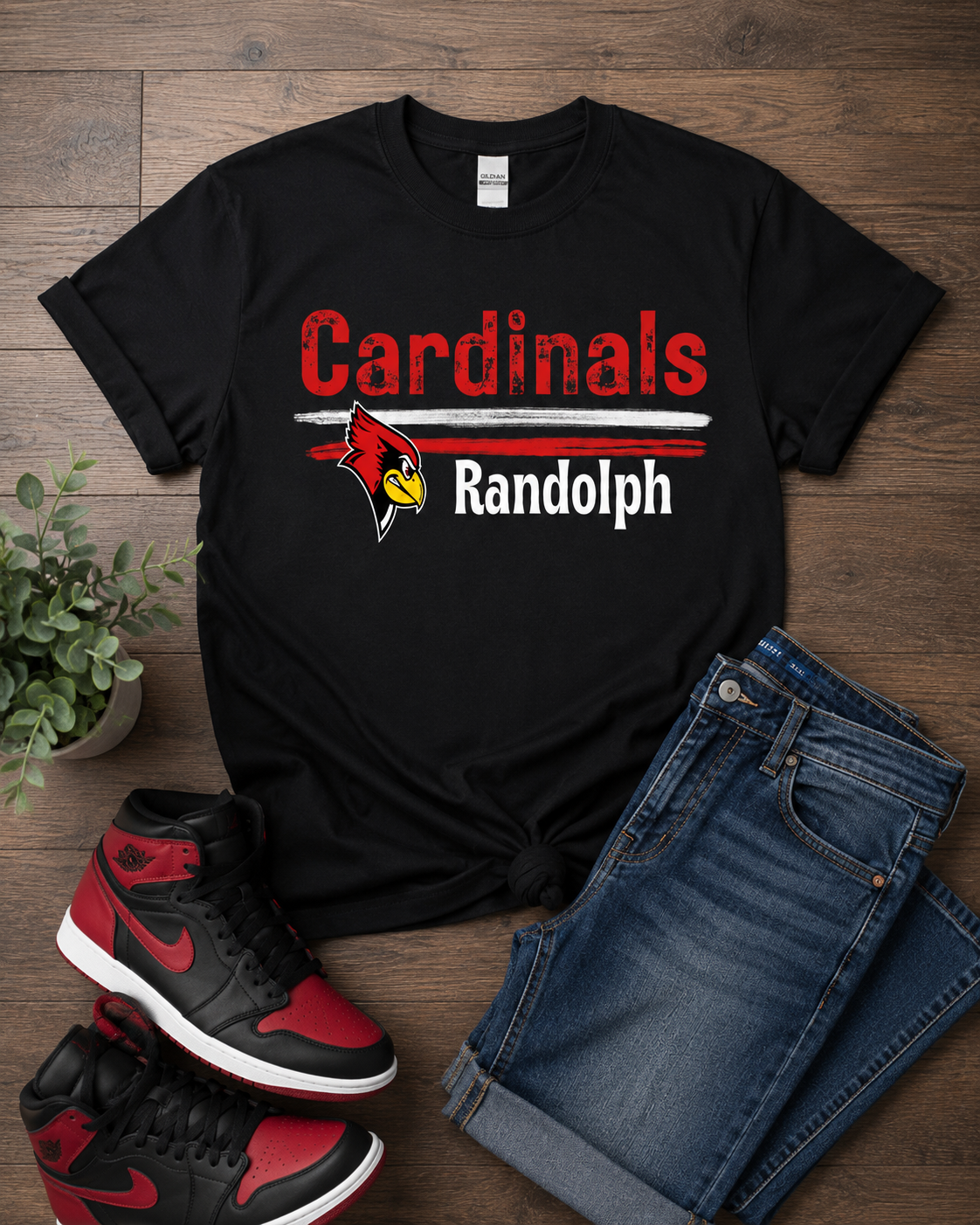 Randolph Cardinals with lines tshirt